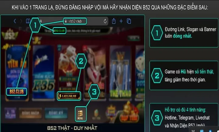 Cách phân biệt B52 chính hãng qua giao diện